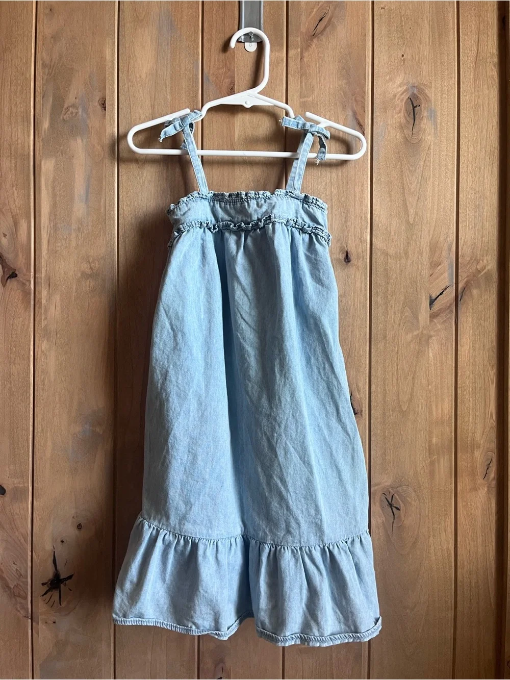 GAP Light Blue Girls' Denim Dress with Ruffle Hem - size 5 yrs old